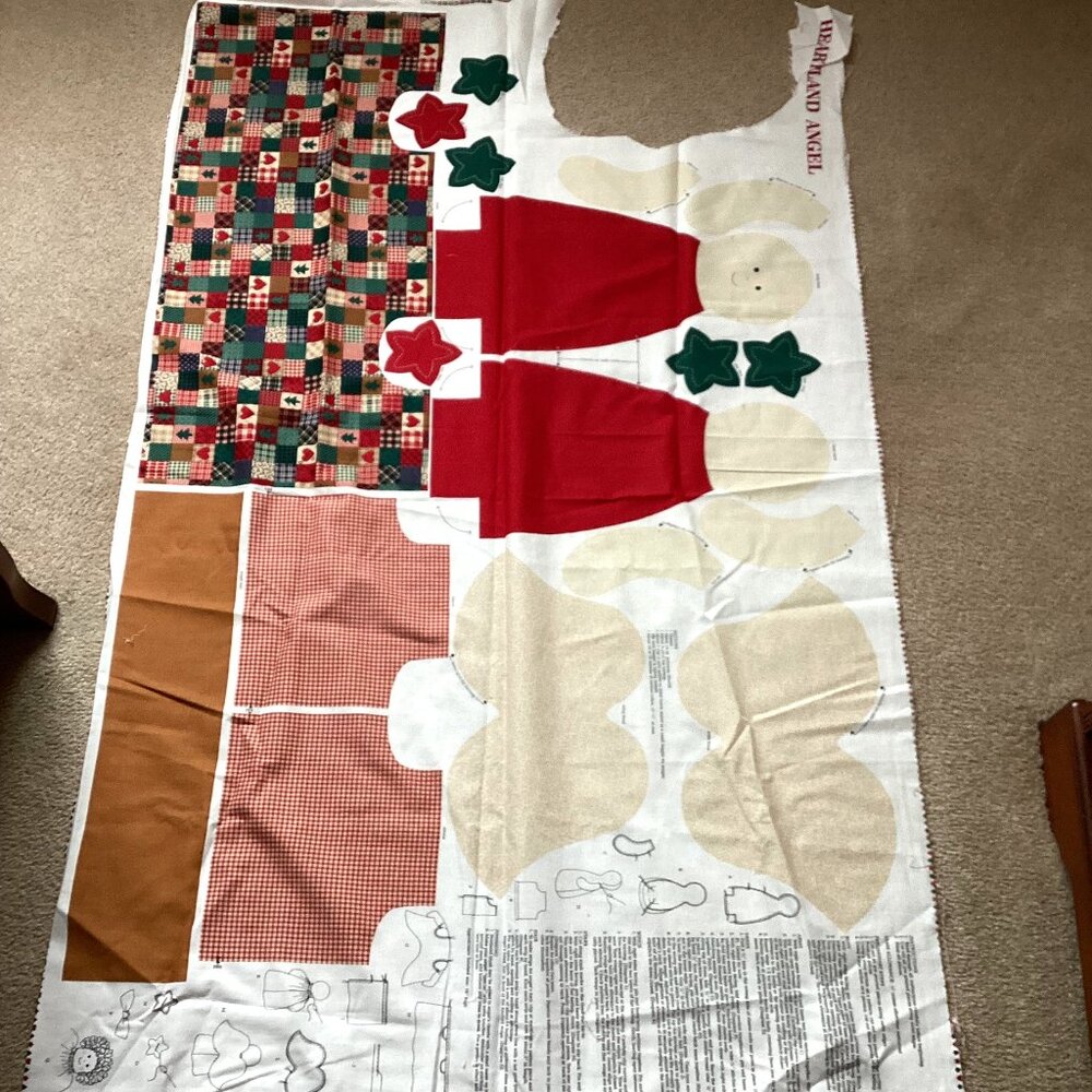 Vintage Cut & Sew VIP Cranston Heartland Angel Christmas Fabric Doll Panel